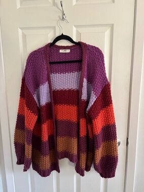 Natural life stripe cardigan